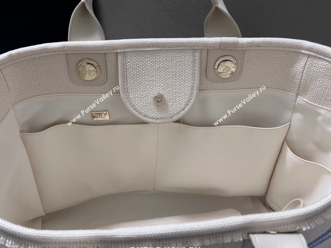 Chanel Deauville Cotton Calfskin Large Shopping Bag Yellow 2025 0113 (yezi-250113041)