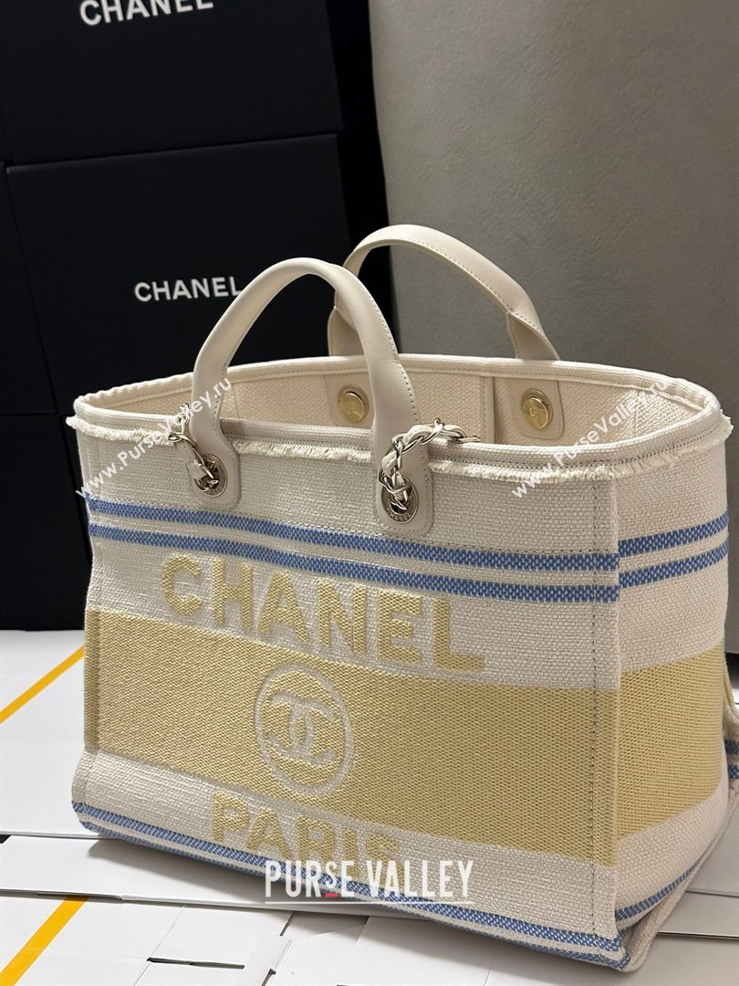 Chanel Deauville Cotton Calfskin Large Shopping Bag Yellow 2025 0113 (yezi-250113041)