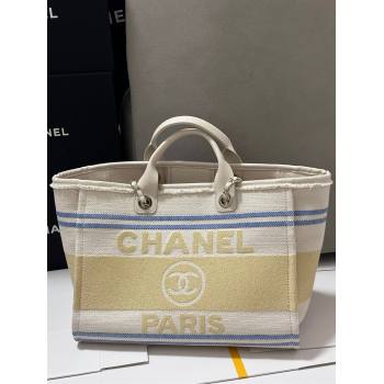 Chanel Deauville Cotton Calfskin Large Shopping Bag Yellow 2025 0113 (yezi-250113041)
