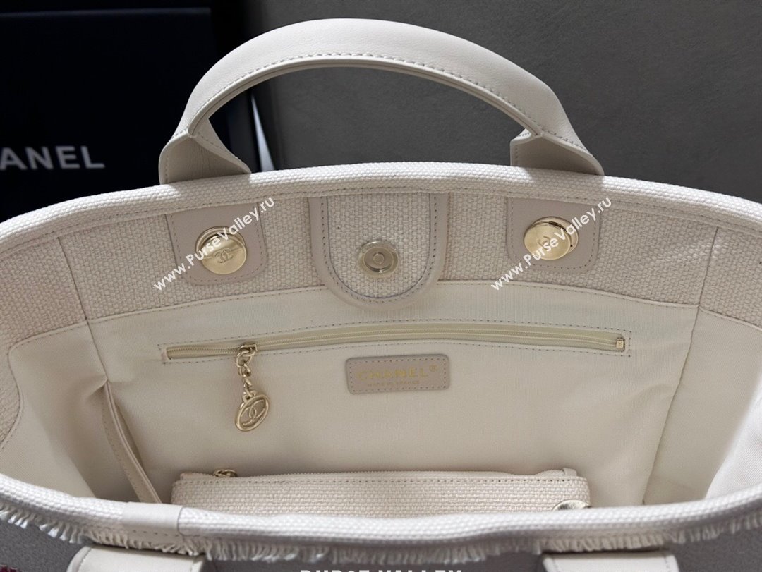 Chanel Deauville Cotton Calfskin Medium Shopping Bag Navy Blue 2025 0113 (yezi-250113042)