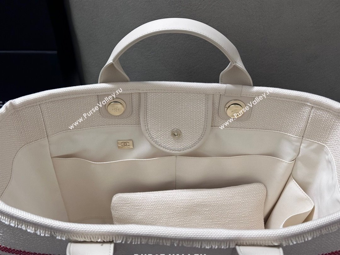 Chanel Deauville Cotton Calfskin Large Shopping Bag Navy Blue 2025 0113 (yezi-250113043)