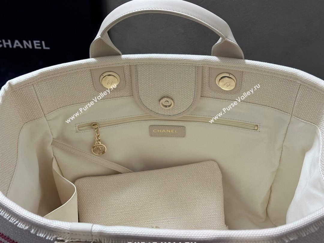 Chanel Deauville Cotton Calfskin Large Shopping Bag Navy Blue 2025 0113 (yezi-250113043)