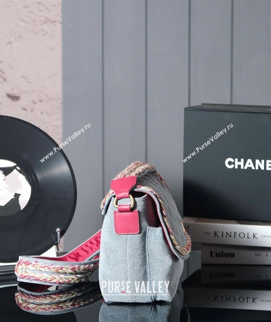 Chanel Denim Flap Bag with Braided Trim Grey 2025 0113 (xiang-250113063)