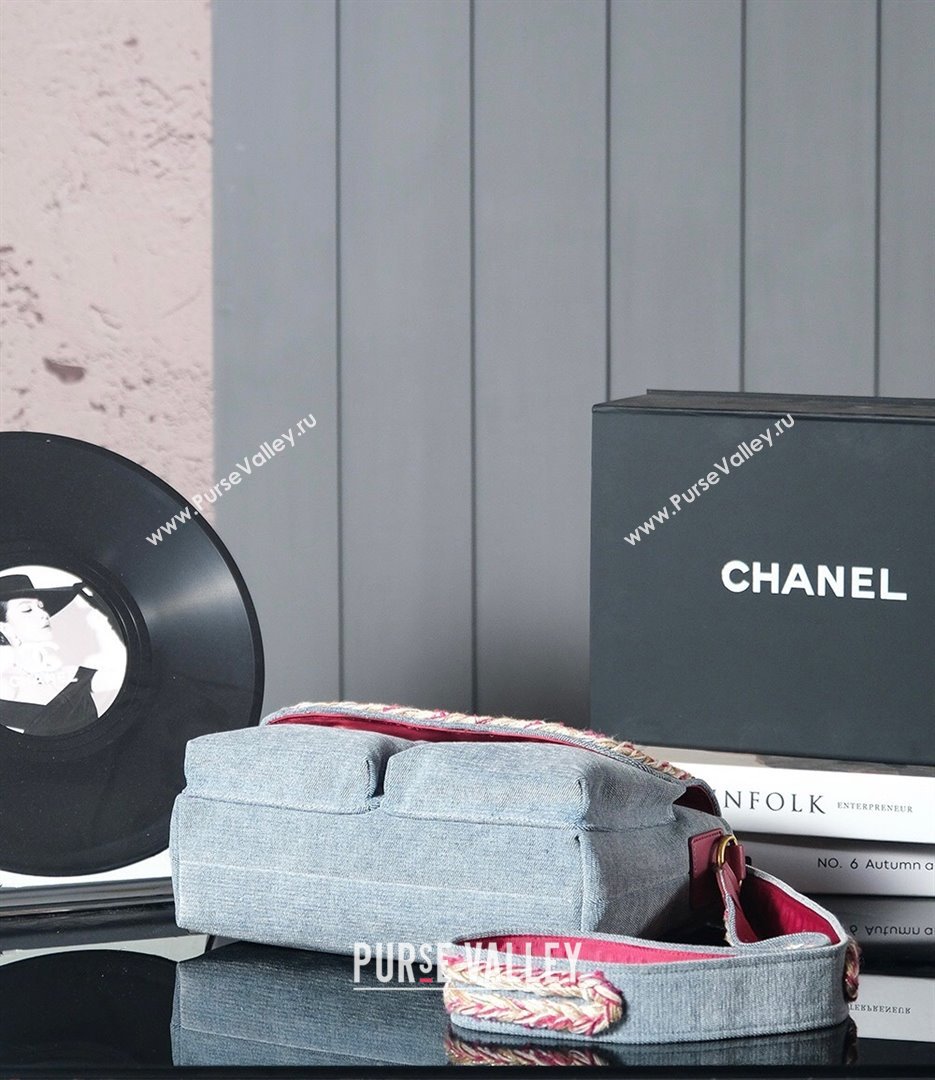 Chanel Denim Flap Bag with Braided Trim Grey 2025 0113 (xiang-250113063)