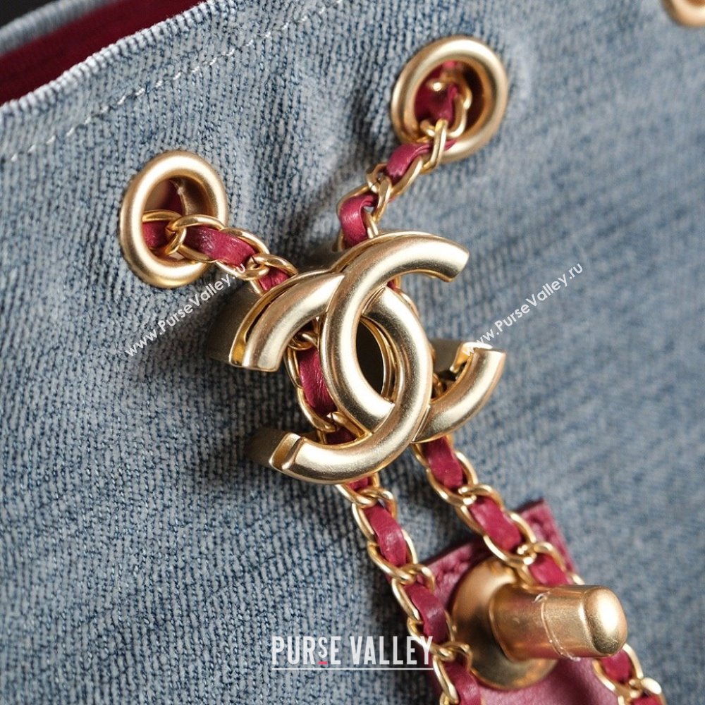 Chanel Denim Backpack Bag with Braided Trim Grey 2025 0113 (xiang-250113064)