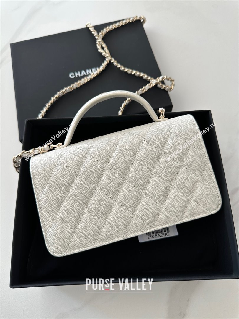 Chanel Grained Calfskin Clutch with Chain White 2025 AP4402 (yezi-250113028)
