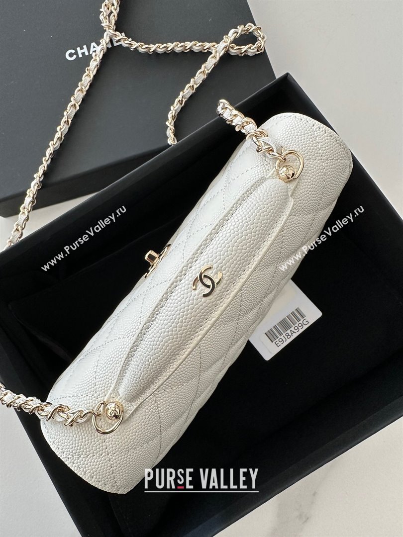 Chanel Grained Calfskin Clutch with Chain White 2025 AP4402 (yezi-250113028)