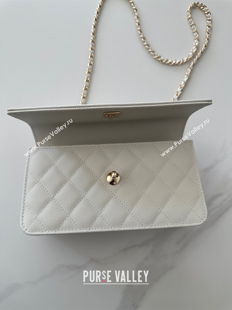 Chanel Grained Calfskin Clutch with Chain White 2025 AP4402 (yezi-250113028)