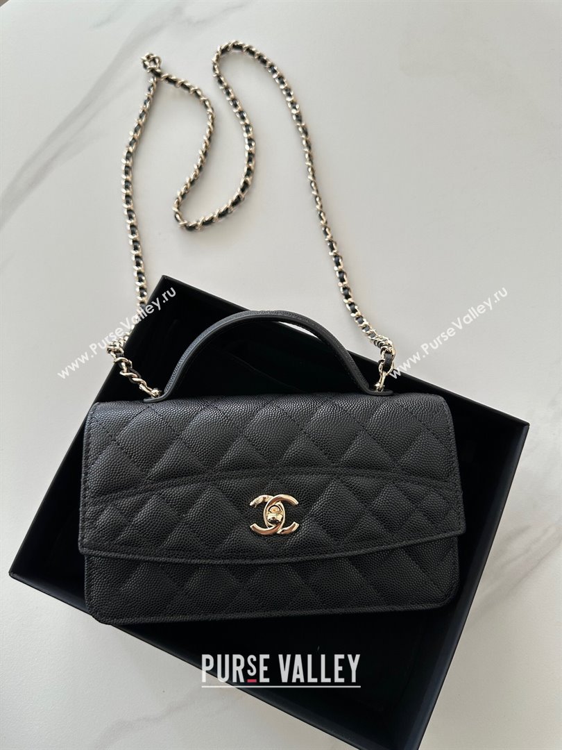 Chanel Grained Calfskin Clutch with Chain Black 2025 AP4402 (yezi-250113029)