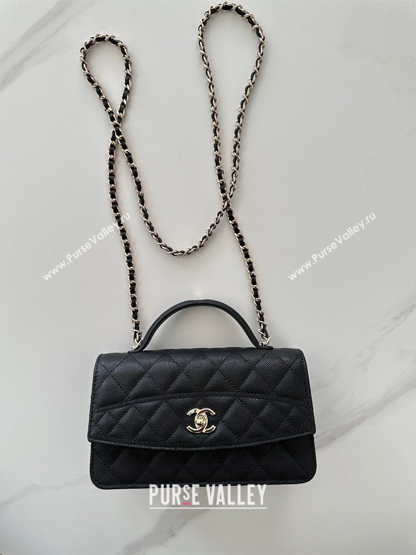 Chanel Grained Calfskin Clutch with Chain Black 2025 AP4402 (yezi-250113029)