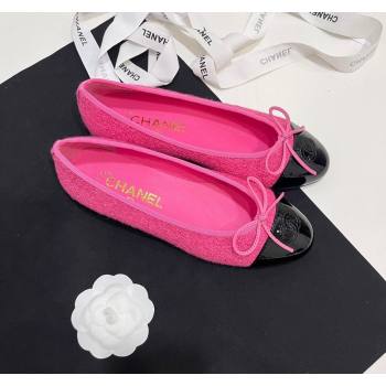 Chanel Tweed Patent Calfskin Ballet Flats Pink 2024 G02819 (KL-2407230033)