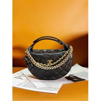 Chanel Grained Shiny Calfskin Pouch with Bow Chain Black 2024 AP3943 (yezi-240517084)