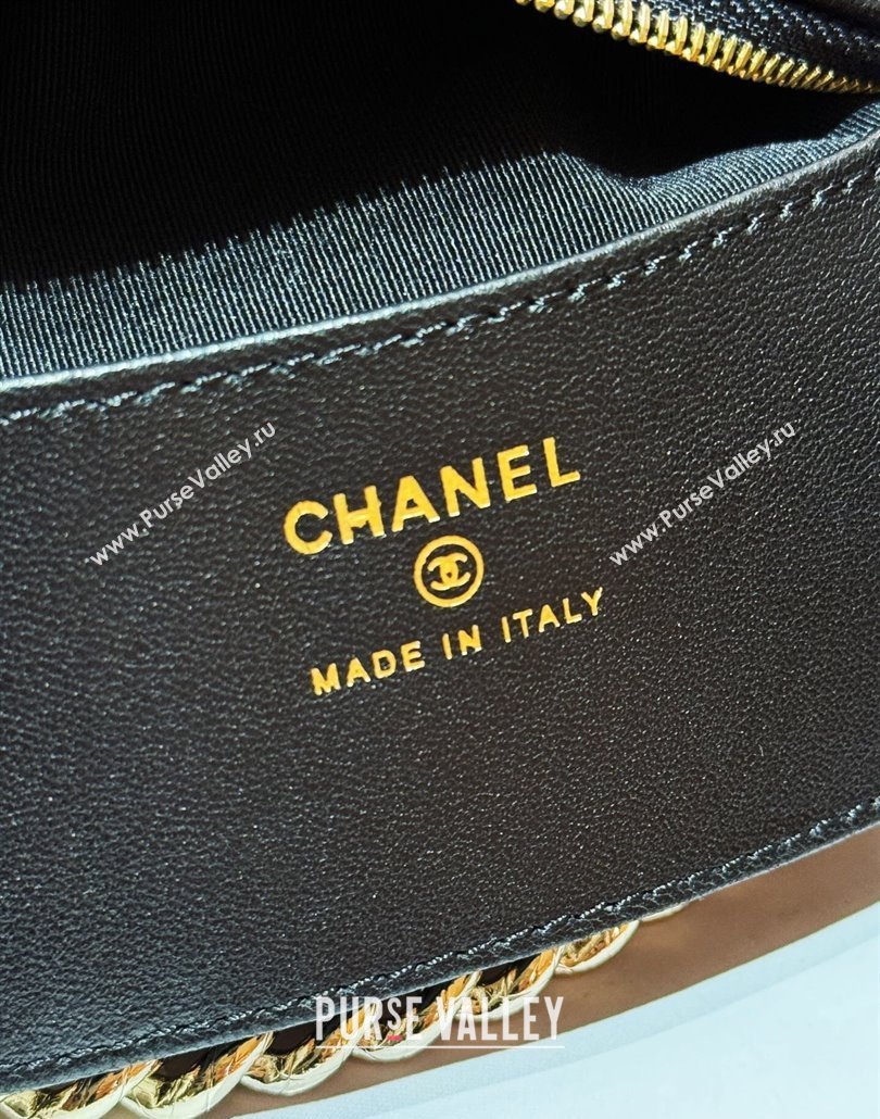 Chanel Grained Shiny Calfskin Pouch with Bow Chain Black 2024 AP3943 (yezi-240517084)
