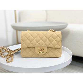Chanel Grained Calfskin Classic Mini Flap Bag A69900 Apricot/Gold 2023 (SM-231227039)