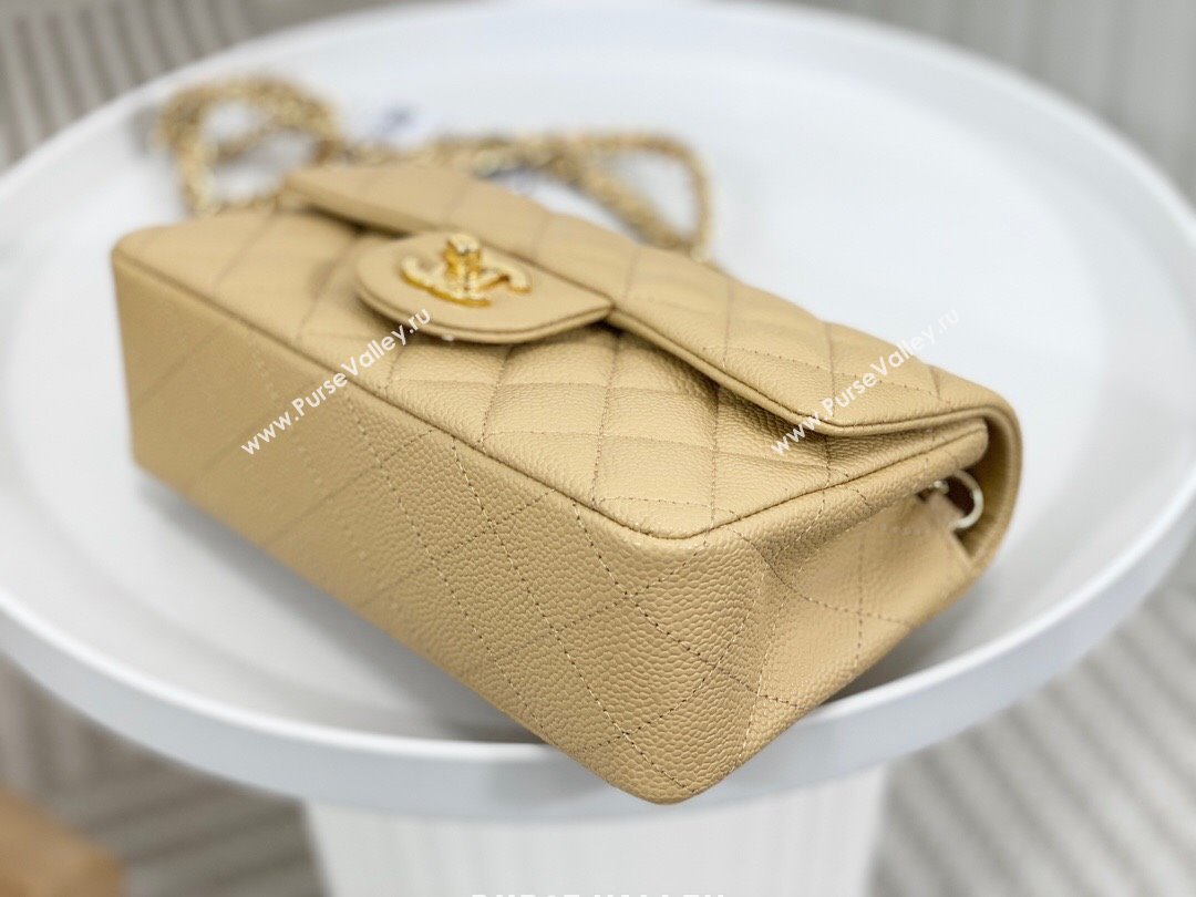 Chanel Grained Calfskin Classic Mini Flap Bag A69900 Apricot/Gold 2023 (SM-231227039)