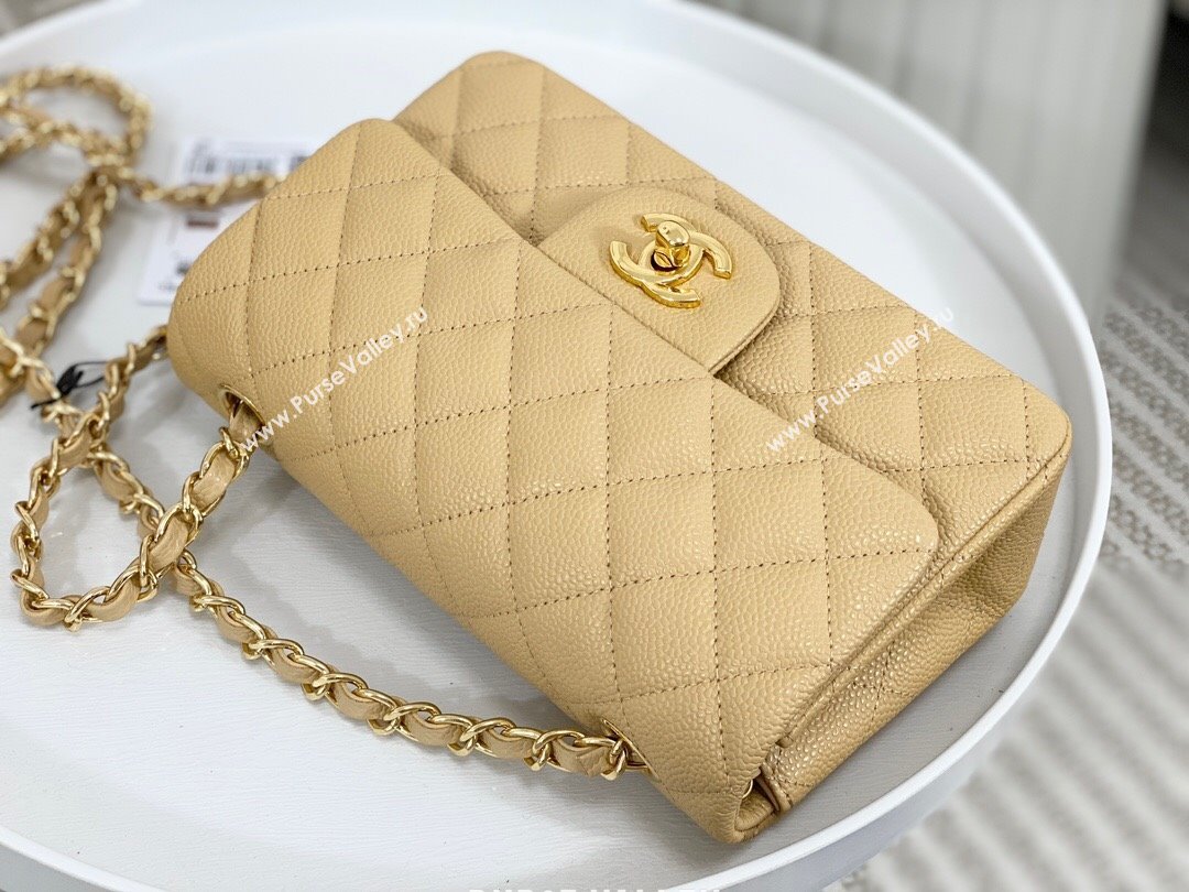 Chanel Grained Calfskin Classic Mini Flap Bag A69900 Apricot/Gold 2023 (SM-231227039)