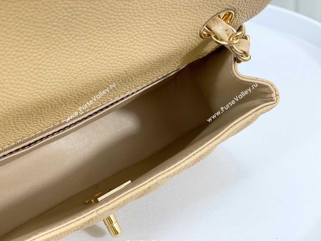 Chanel Grained Calfskin Classic Mini Flap Bag A69900 Apricot/Gold 2023 (SM-231227039)