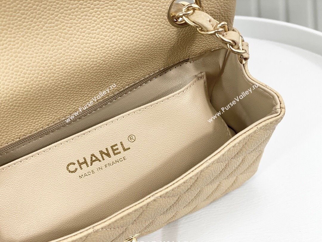 Chanel Grained Calfskin Classic Mini Flap Bag A69900 Apricot/Gold 2023 (SM-231227039)