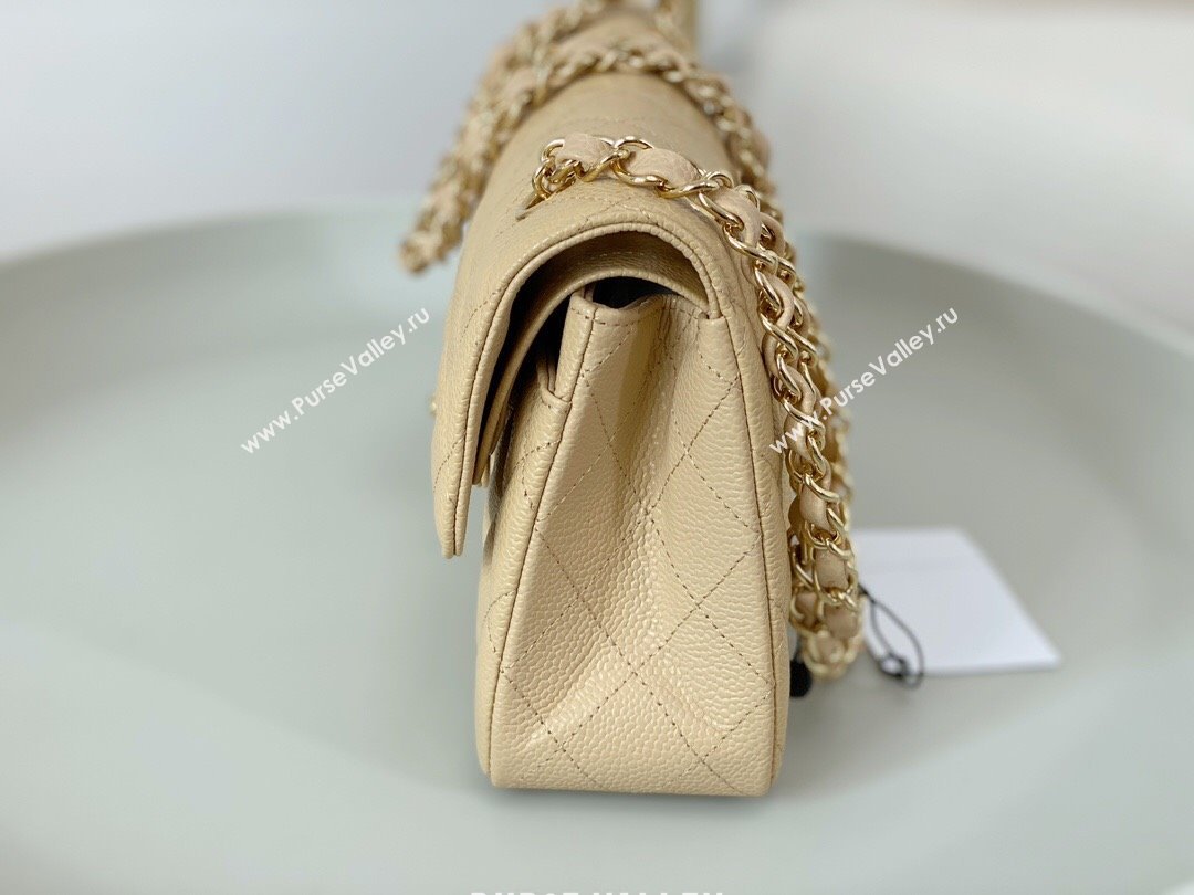 Chanel Grained Calfskin Classic Small Flap Bag A01113 Apricot/Gold 2023 (SM-231227043)