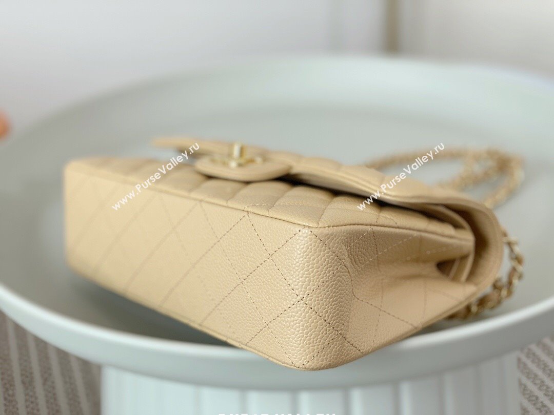 Chanel Grained Calfskin Classic Small Flap Bag A01113 Apricot/Gold 2023 (SM-231227043)
