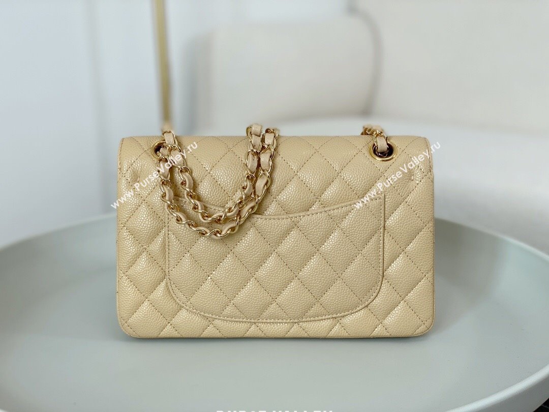 Chanel Grained Calfskin Classic Small Flap Bag A01113 Apricot/Gold 2023 (SM-231227043)