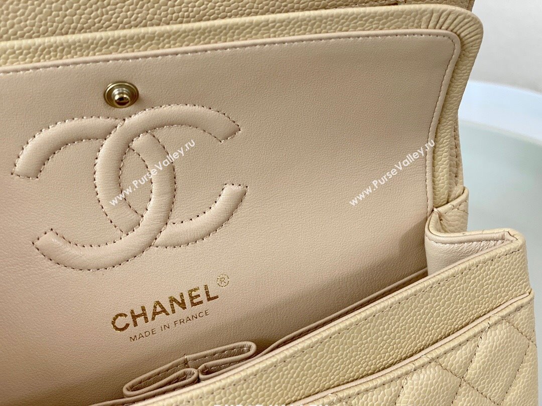 Chanel Grained Calfskin Classic Small Flap Bag A01113 Apricot/Gold 2023 (SM-231227043)