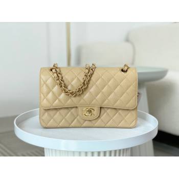 Chanel Grained Calfskin Classic Medium Flap Bag A01112 Apricot/Gold 2023 (SM-231227041)