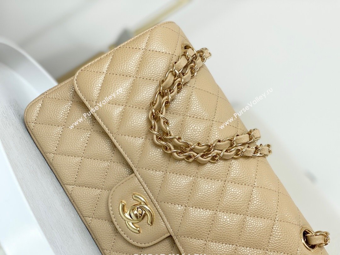 Chanel Grained Calfskin Classic Medium Flap Bag A01112 Apricot/Gold 2023 (SM-231227041)