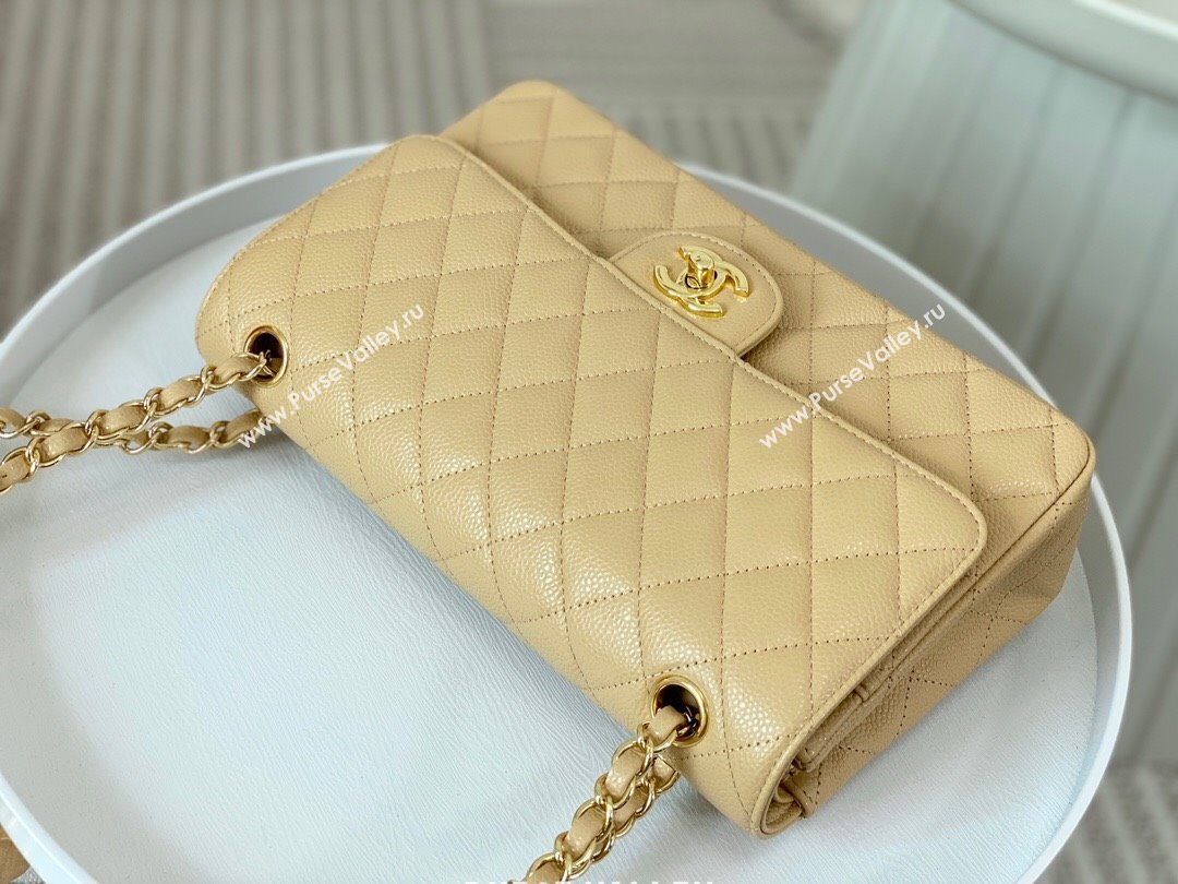 Chanel Grained Calfskin Classic Medium Flap Bag A01112 Apricot/Gold 2023 (SM-231227041)