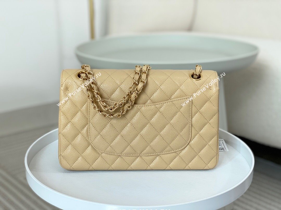 Chanel Grained Calfskin Classic Medium Flap Bag A01112 Apricot/Gold 2023 (SM-231227041)