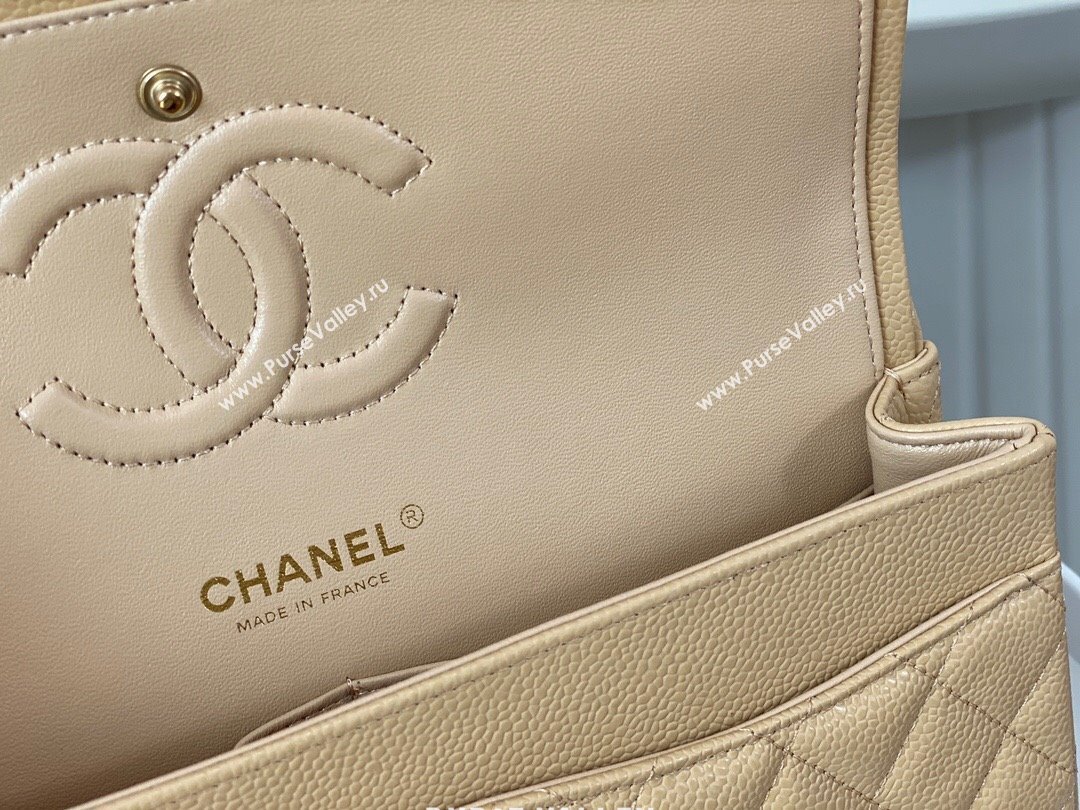 Chanel Grained Calfskin Classic Medium Flap Bag A01112 Apricot/Gold 2023 (SM-231227041)