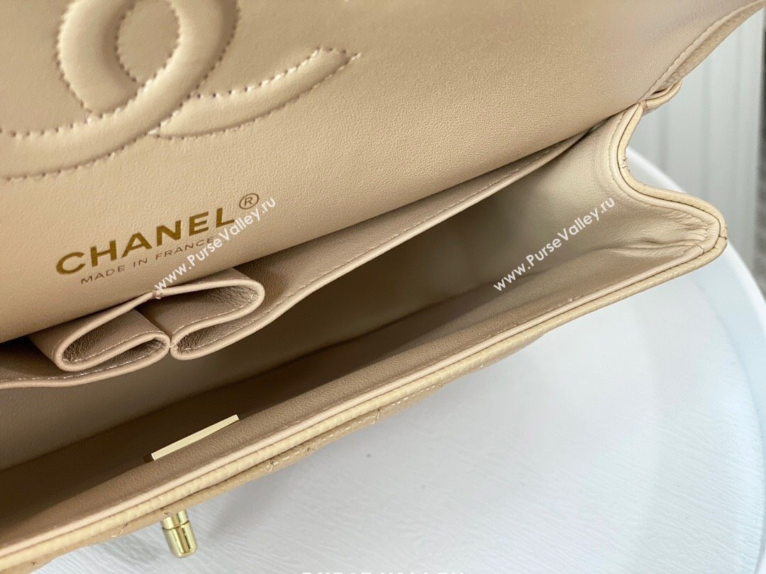 Chanel Grained Calfskin Classic Medium Flap Bag A01112 Apricot/Gold 2023 (SM-231227041)