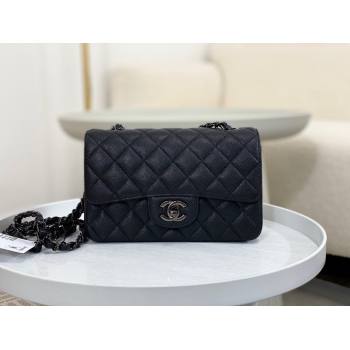 Chanel Grained Calfskin Classic Mini Flap Bag A69900 Black/Gunmetal 2023 (SM-231227044)