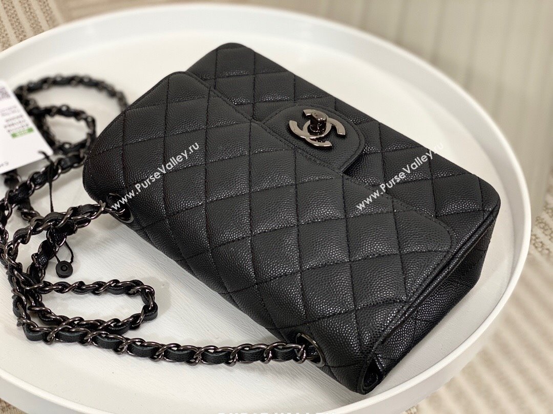 Chanel Grained Calfskin Classic Mini Flap Bag A69900 Black/Gunmetal 2023 (SM-231227044)