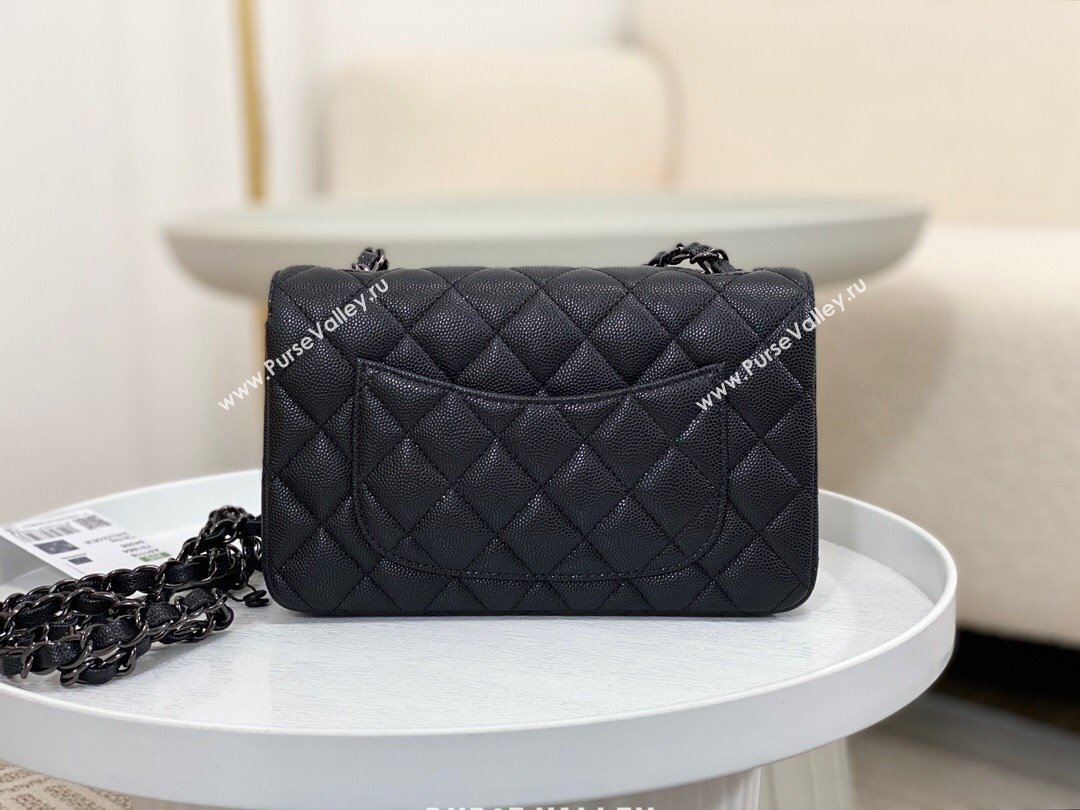 Chanel Grained Calfskin Classic Mini Flap Bag A69900 Black/Gunmetal 2023 (SM-231227044)