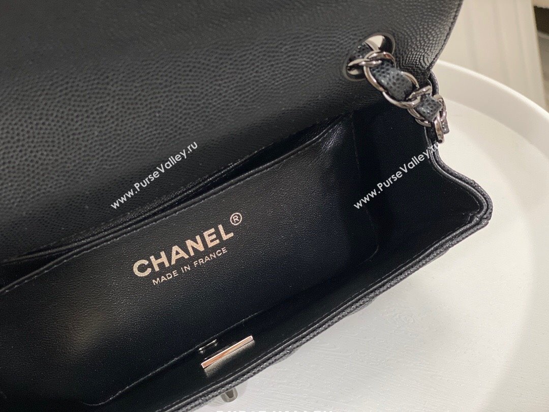 Chanel Grained Calfskin Classic Mini Flap Bag A69900 Black/Gunmetal 2023 (SM-231227044)