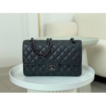 Chanel Grained Calfskin Classic Medium Flap Bag A01112 Black/Gunmetal 2023 (SM-231227045)