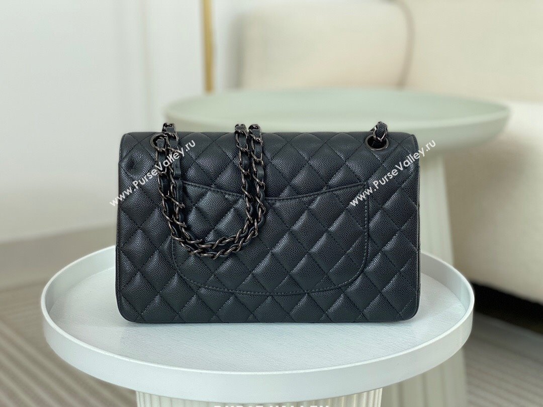 Chanel Grained Calfskin Classic Medium Flap Bag A01112 Black/Gunmetal 2023 (SM-231227045)