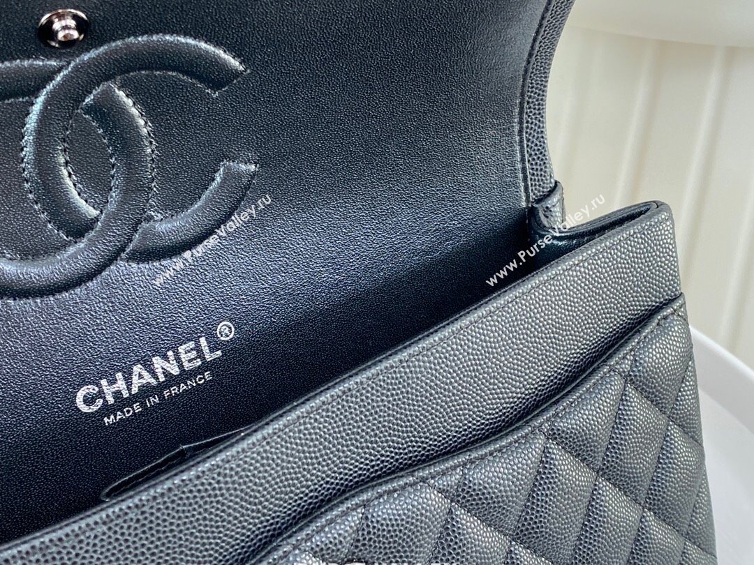 Chanel Grained Calfskin Classic Medium Flap Bag A01112 Black/Gunmetal 2023 (SM-231227045)