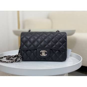 Chanel Grained Calfskin Classic Mini Flap Bag A69900 Black/Burgundy/Silver 2023 (SM-231227046)