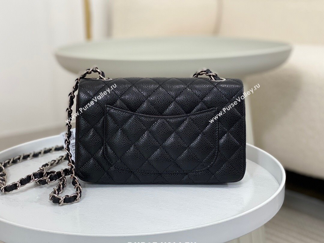 Chanel Grained Calfskin Classic Mini Flap Bag A69900 Black/Burgundy/Silver 2023 (SM-231227046)