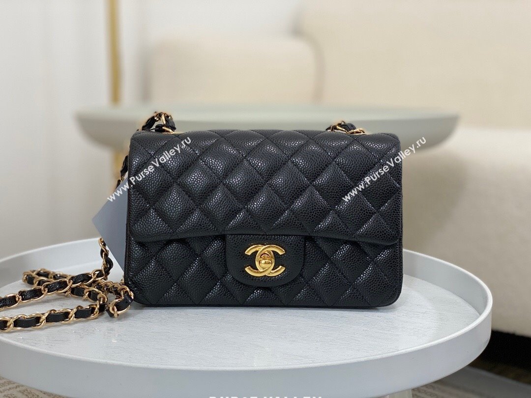 Chanel Grained Calfskin Classic Mini Flap Bag A69900 Black/Burgundy/Gold 2023 (SM-231227047)