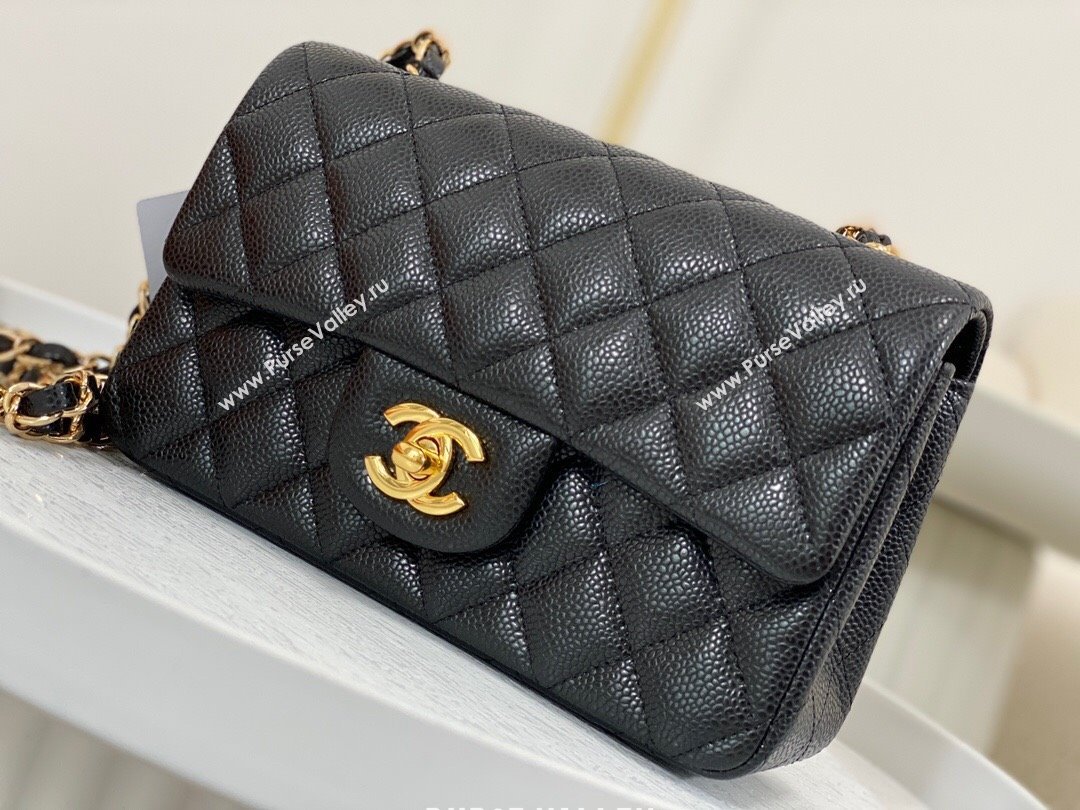 Chanel Grained Calfskin Classic Mini Flap Bag A69900 Black/Burgundy/Gold 2023 (SM-231227047)