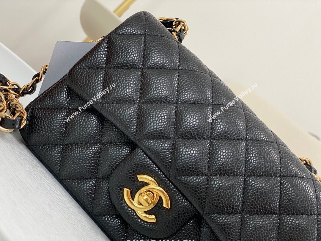 Chanel Grained Calfskin Classic Mini Flap Bag A69900 Black/Burgundy/Gold 2023 (SM-231227047)