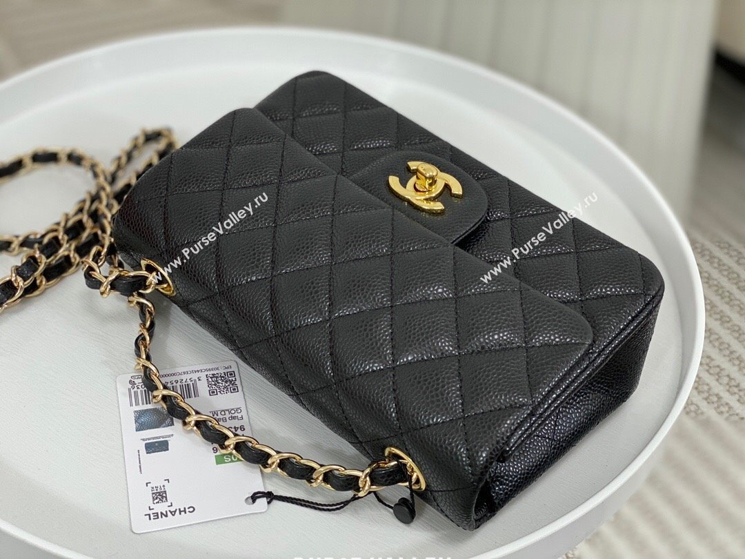 Chanel Grained Calfskin Classic Mini Flap Bag A69900 Black/Burgundy/Gold 2023 (SM-231227047)