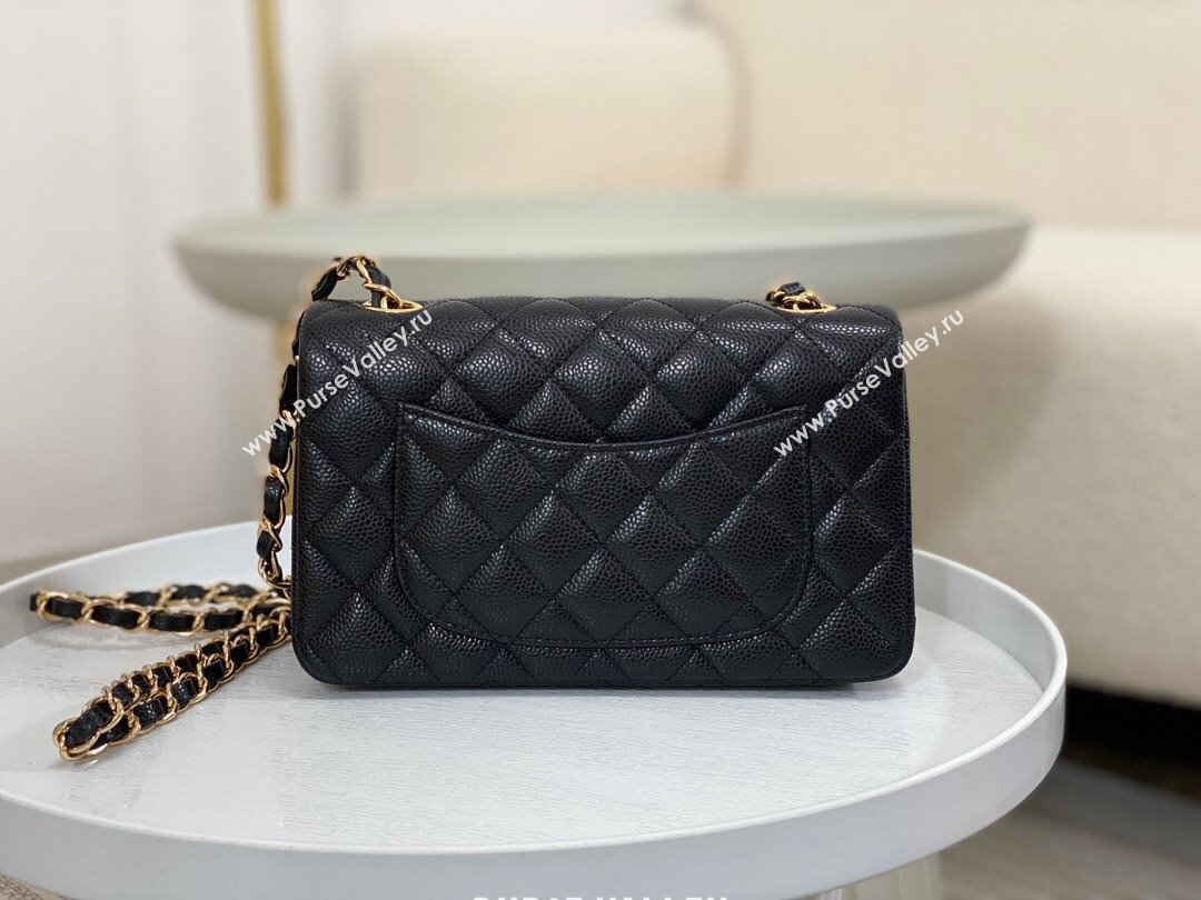 Chanel Grained Calfskin Classic Mini Flap Bag A69900 Black/Burgundy/Gold 2023 (SM-231227047)