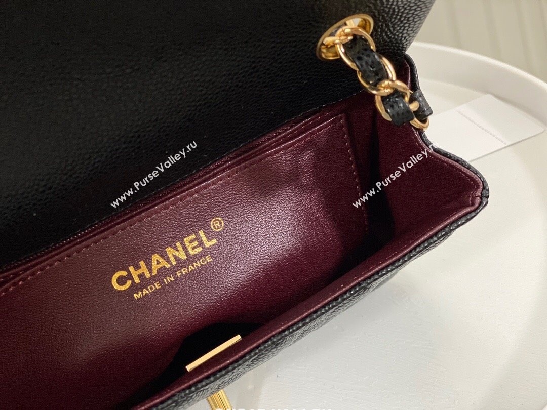 Chanel Grained Calfskin Classic Mini Flap Bag A69900 Black/Burgundy/Gold 2023 (SM-231227047)