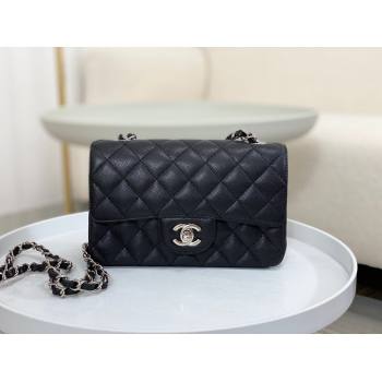 Chanel Grained Calfskin Classic Mini Flap Bag A69900 Black/Silver 2 2023 (SM-231227048)