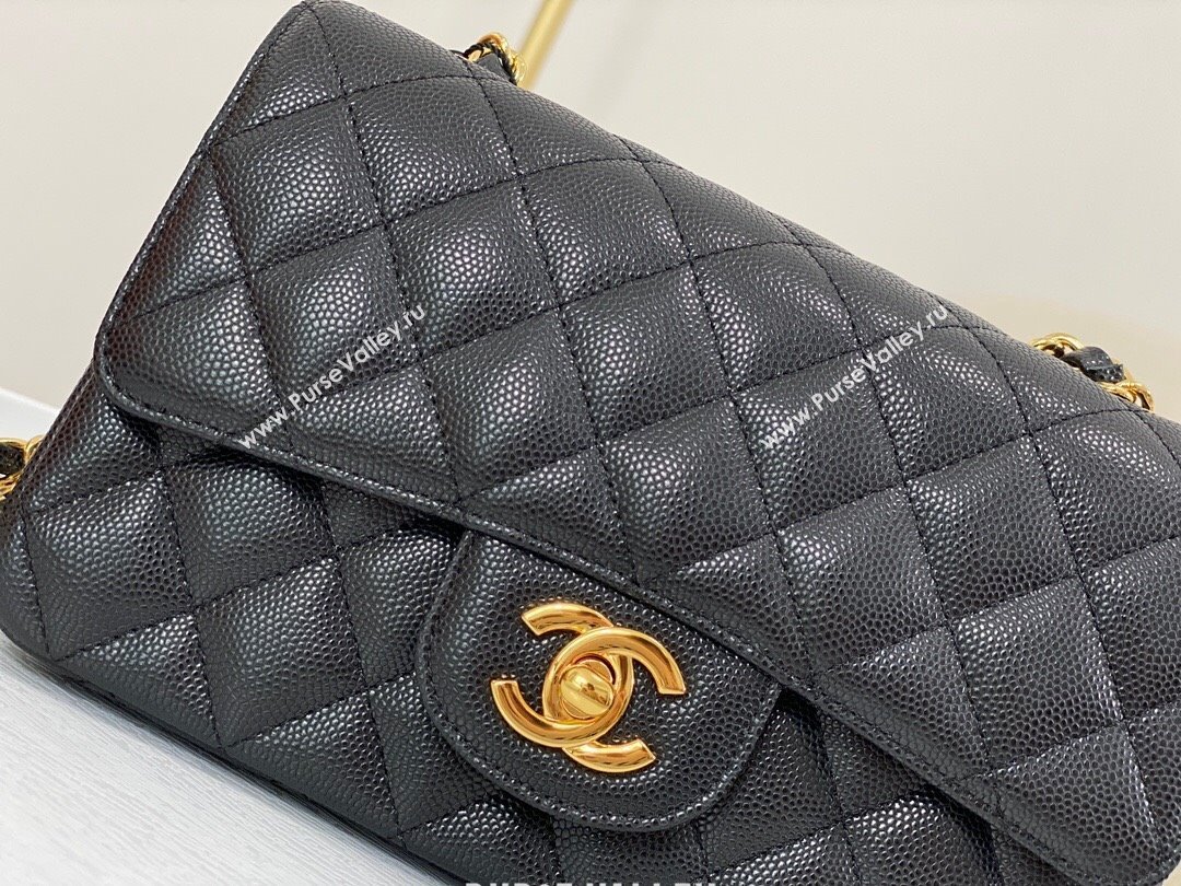 Chanel Grained Calfskin Classic Mini Flap Bag A69900 Black/Gold 2 2023 (SM-231227049)