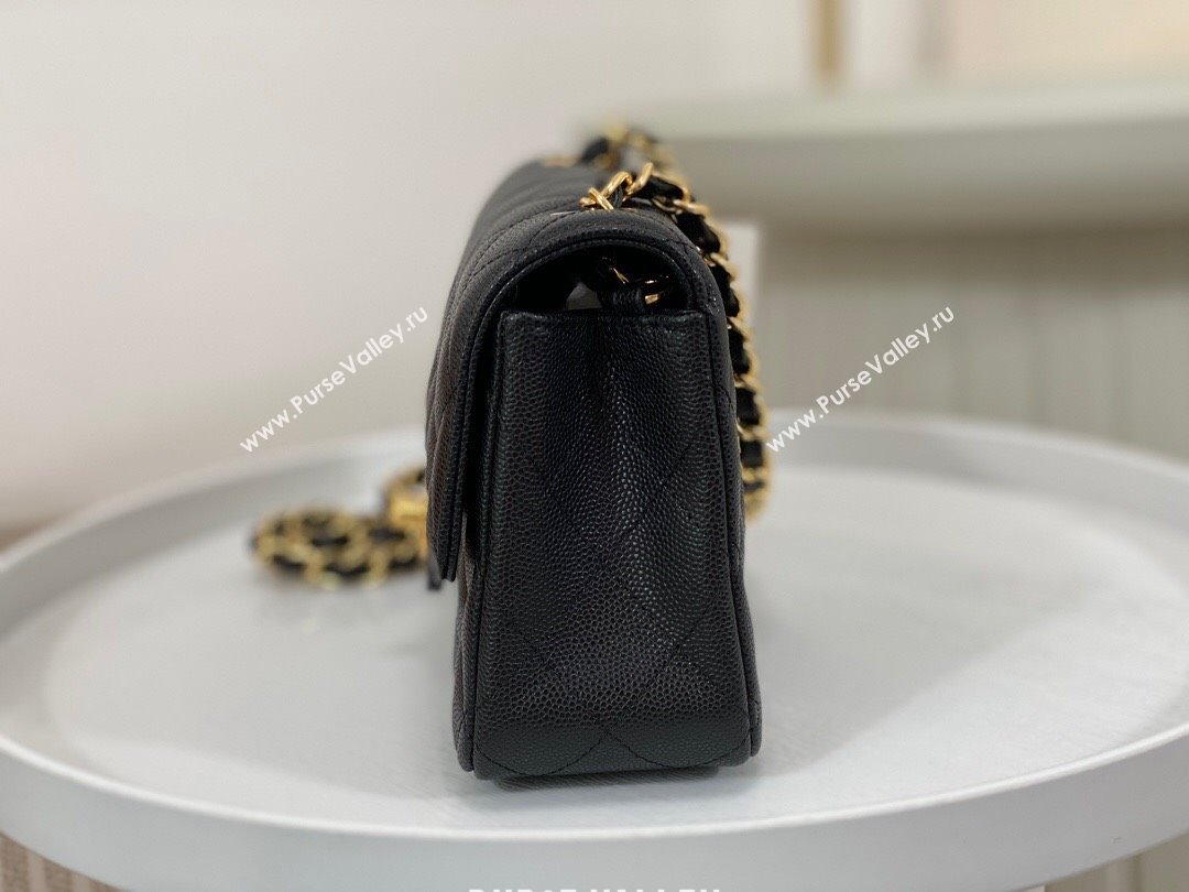 Chanel Grained Calfskin Classic Mini Flap Bag A69900 Black/Gold 2 2023 (SM-231227049)